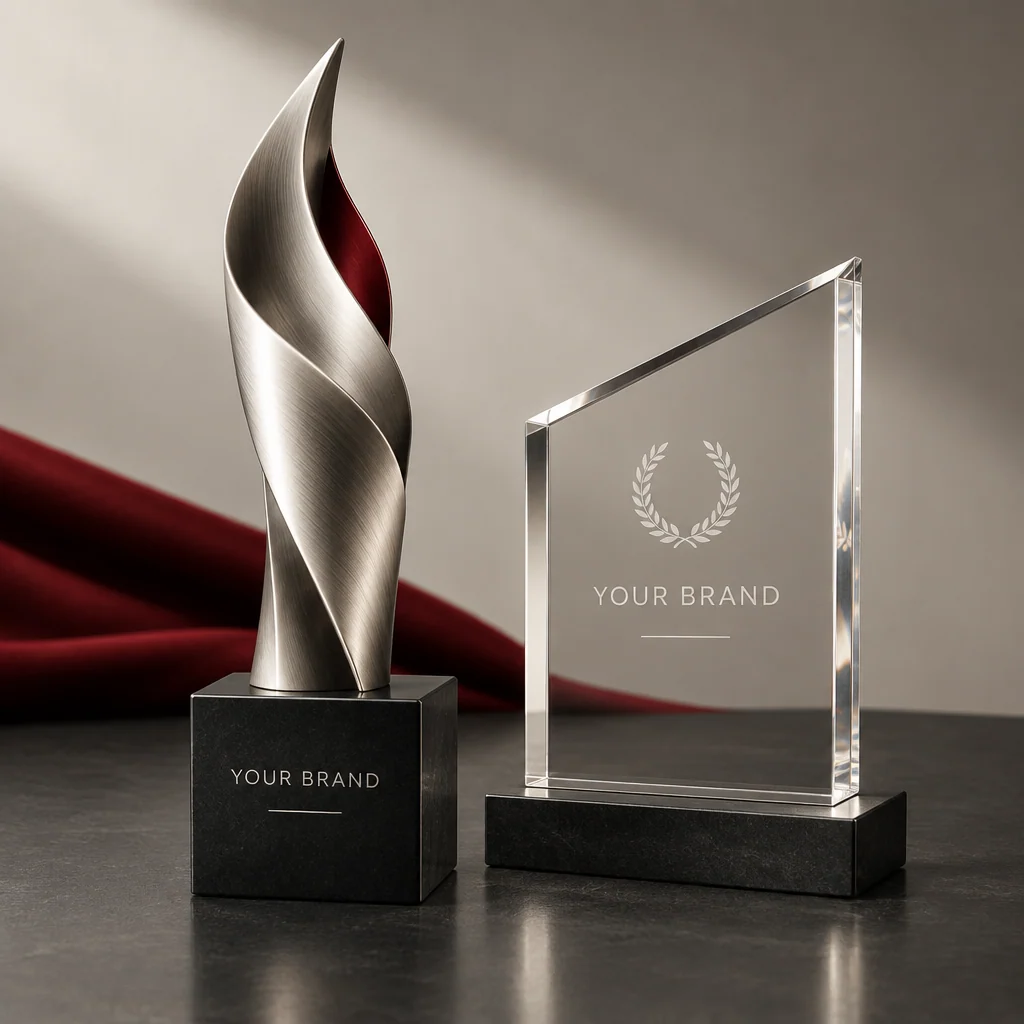 Illustrative trophies & awards with fictional branding